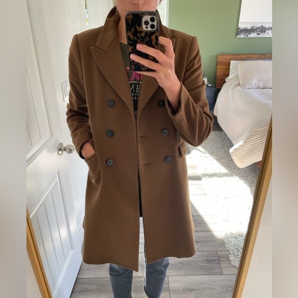 Theory Double Breasted Wool Blend Coat - Picture 6 of 11